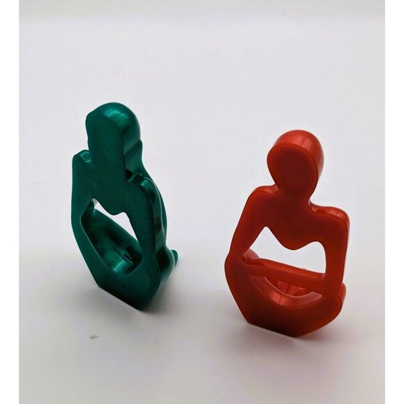 The Thinker Shiny Red & Green Colored Figurines from Resin Handcrafted NEW - Picture 2 of 10